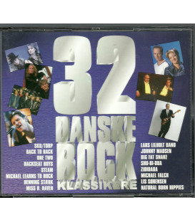 32 Danske Rock Klassikere - 2 CD - BRUGT