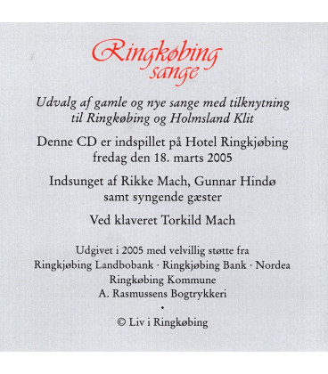 Ringkøbing Sange - CD - BRUGT