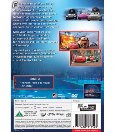 Biler 2 (Pixar) - DVD - BRUGT