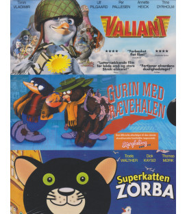 Valiant + Gurin Med Rævehalen + Superkatten Zorba - 3 DVD - NY