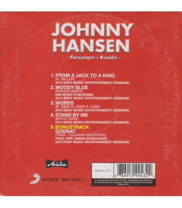Johnny Hansen - Forsanger i Kandis - Papcover - CD - BRUGT