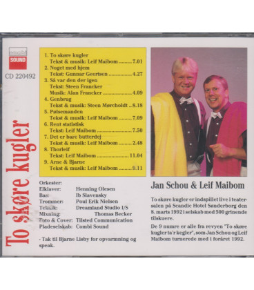 Jan Schou & Leif Maibom - To skøre kugler - CD - BRUGT