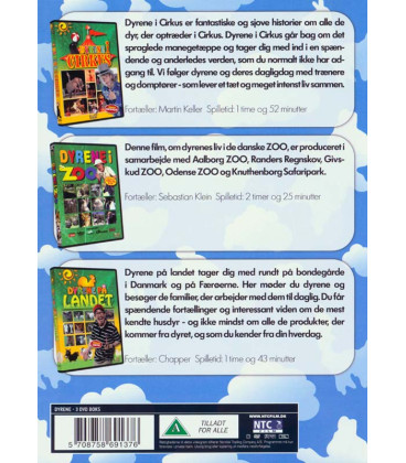 Dyrene i Cirkus + i Zoo + på Landet - 3 DVD - BRUGT