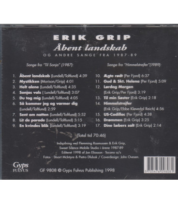 Erik Grip - Åbent landskab og andre sange fra 1987-89 - CD - BRUGT