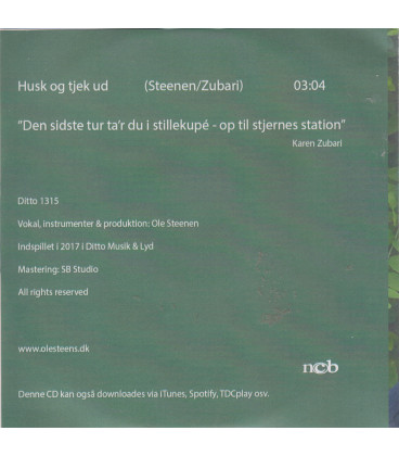 Ole Steens - Husk og tjek ud - CD - NY - Single