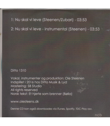 Ole Steens - Nu skal vi leve - CD - NY - Single