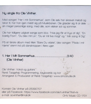 Ole Vinther - Her i mit sommerhus - CD - NY - Papcover