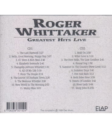 Roger Whittaker – Greatest Hits Live - 2 CD - BRUGT