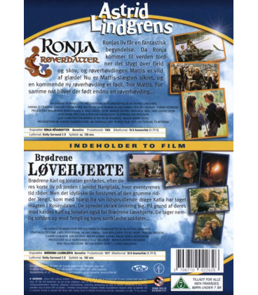 Ronja Røverdatter / Brødrene Løvehjerte - 2 DVD - BRUGT