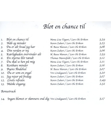 Lars Ole Eriksen -	Blot en chance til - CD - BRUGT
